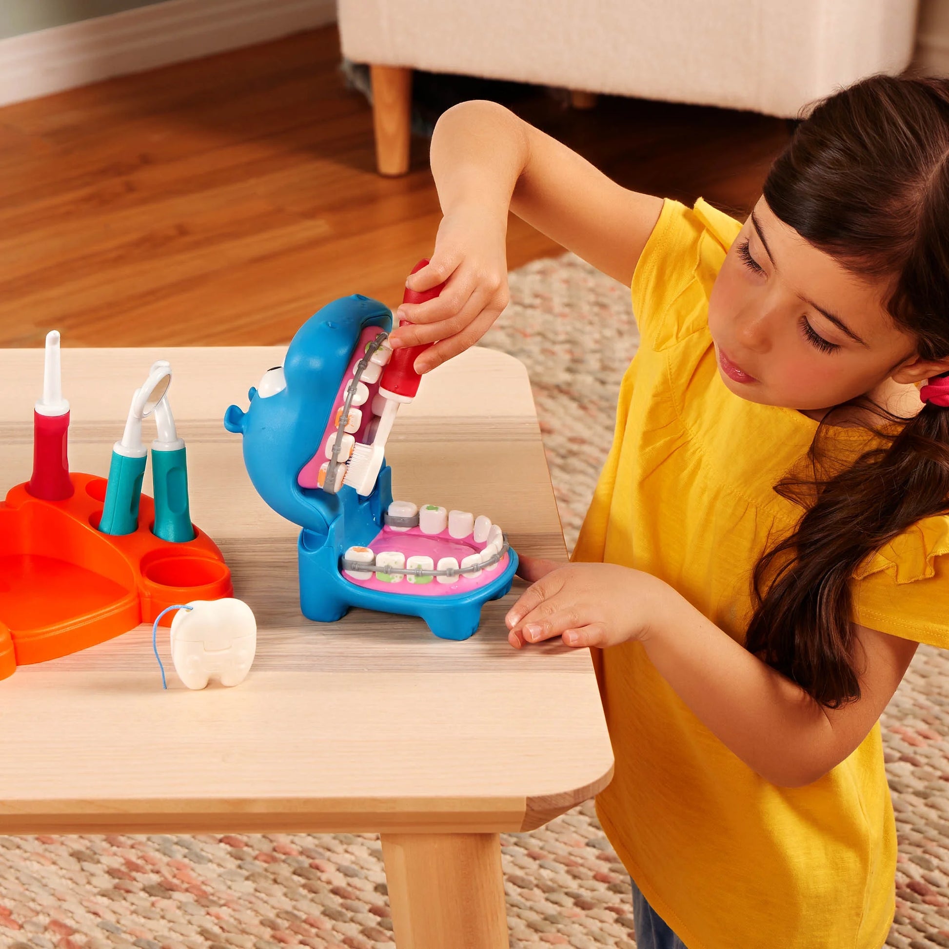 Hippodontist Dentist Plastic Play Set with 14 Accessories, Toddler and Preschool Toys