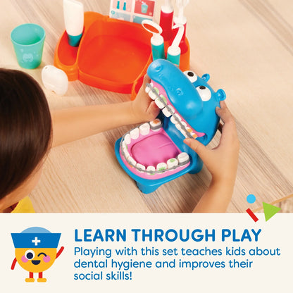 Hippodontist Dentist Plastic Play Set with 14 Accessories, Toddler and Preschool Toys