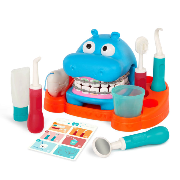 Hippodontist Dentist Plastic Play Set with 14 Accessories, Toddler and Preschool Toys