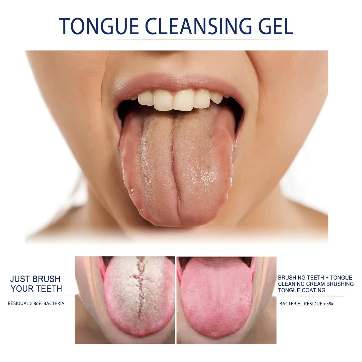 Tongue Cleaning Gel with Brush Oral Care Removal Odor Health Fresh Breath Care Dental Hygiene Tools Coating Cleaning Kit