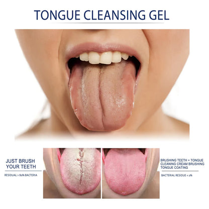 Tongue Cleaning Gel with Brush Oral Care Removal Odor Health Fresh Breath Care Dental Hygiene Tools Coating Cleaning Kit