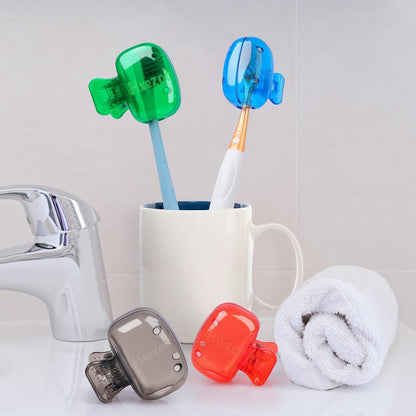 4 Pack Travel Toothbrush Head Covers Toothbrush Protector Cap Brush Pod Case Protective Portable Plastic Clip for Household Travel, Camping, Bathroom, School, Business