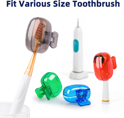 4 Pack Travel Toothbrush Head Covers Toothbrush Protector Cap Brush Pod Case Protective Portable Plastic Clip for Household Travel, Camping, Bathroom, School, Business