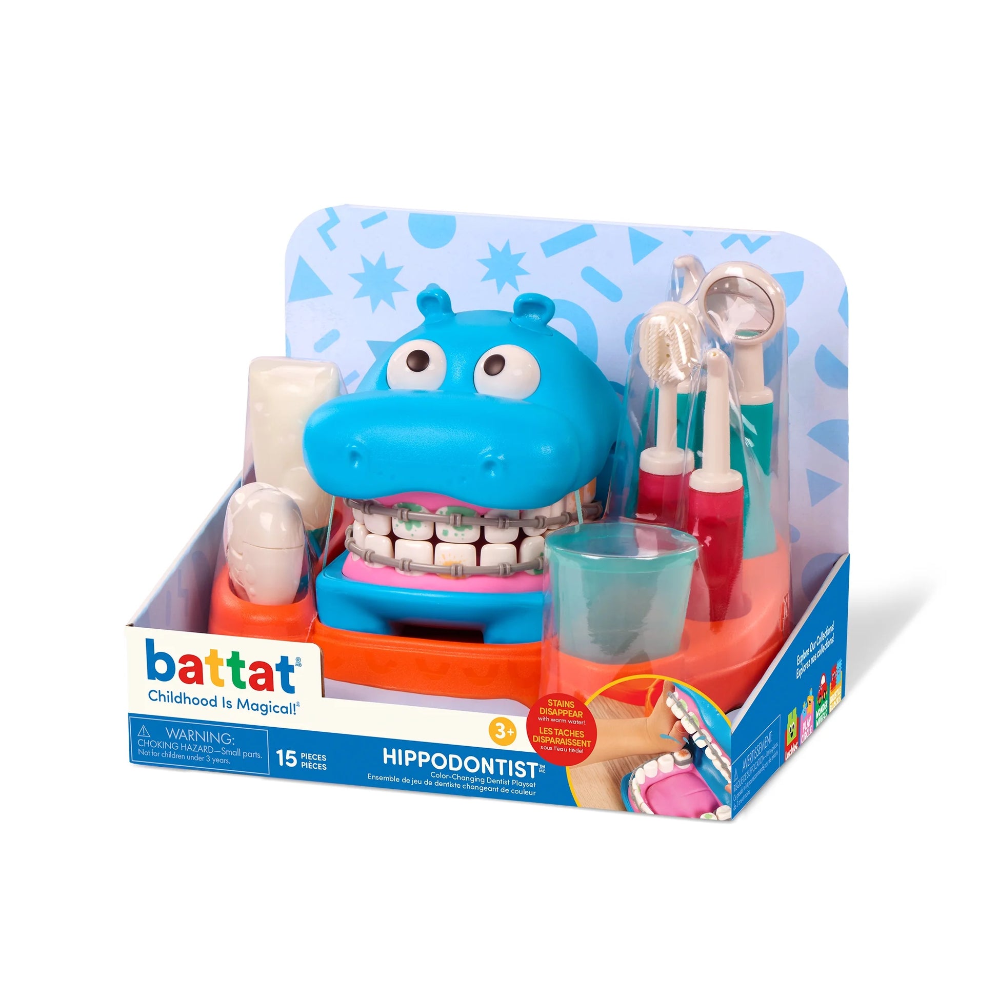 Hippodontist Dentist Plastic Play Set with 14 Accessories, Toddler and Preschool Toys